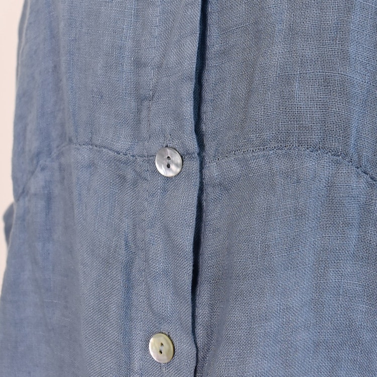 Lång skjortklänning i linne JEANSBLÅ