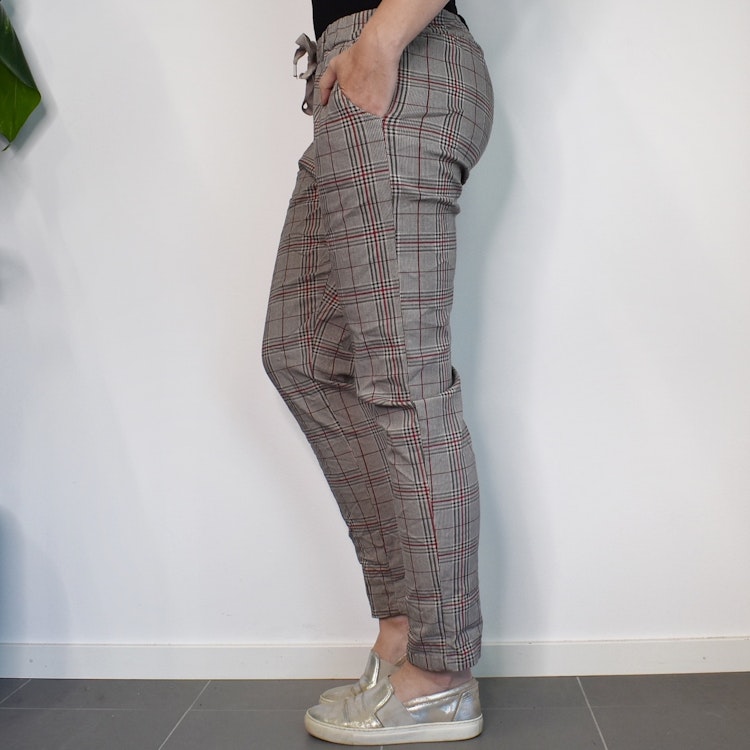 Stretchig Byxa Rutig MÖRKBEIGE - Stajl Agenturer