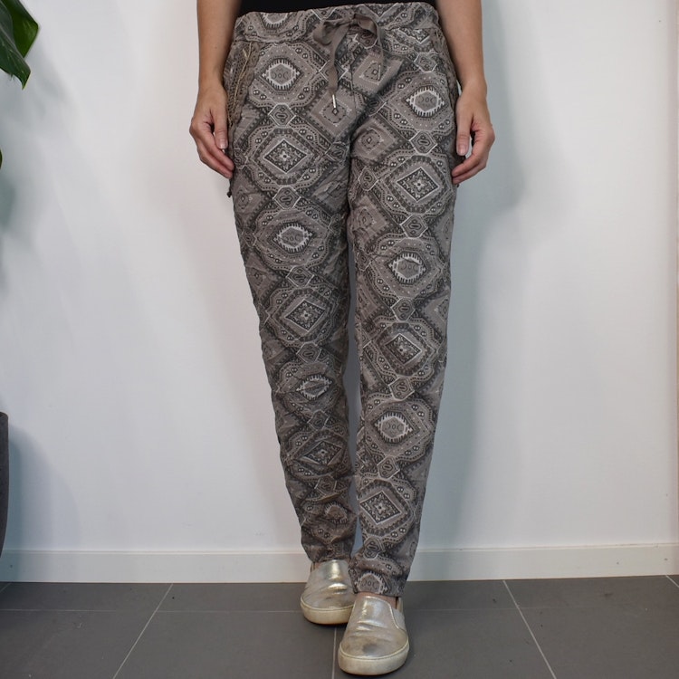 Mönstrad Byxa Med Spets TAUPE