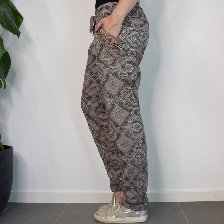 Mönstrad Byxa Med Spets TAUPE