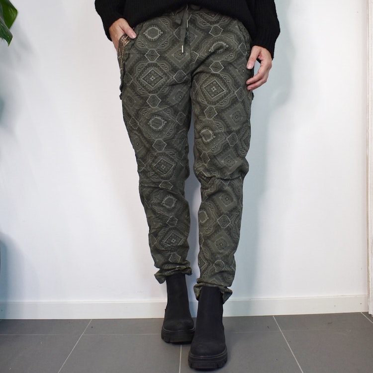 Mönstrad Byxa Med Spets KAKI