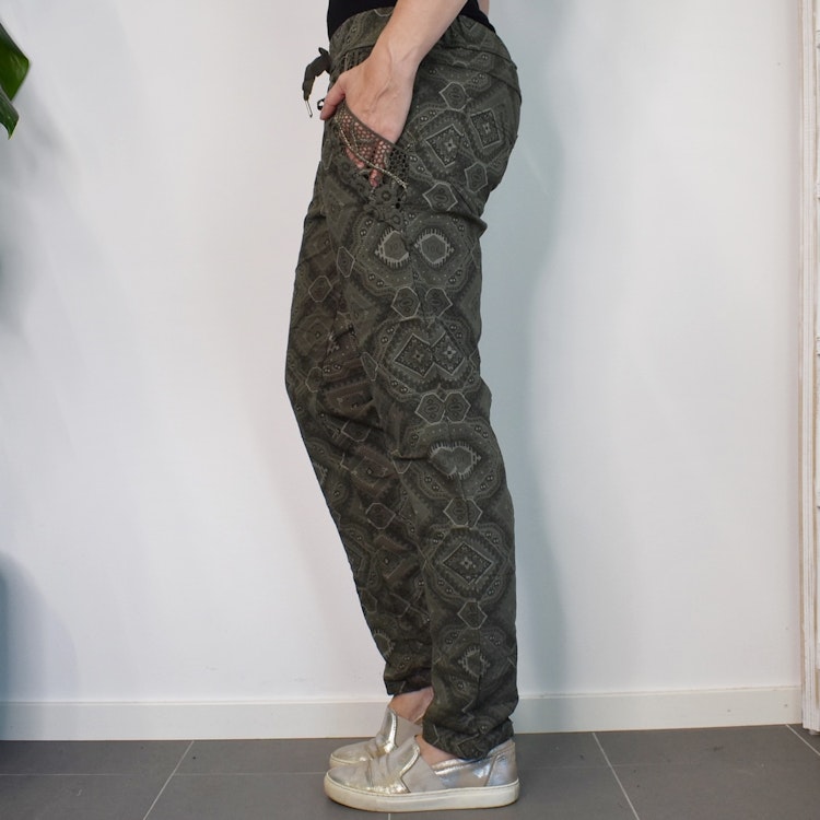 Mönstrad Byxa Med Spets KAKI