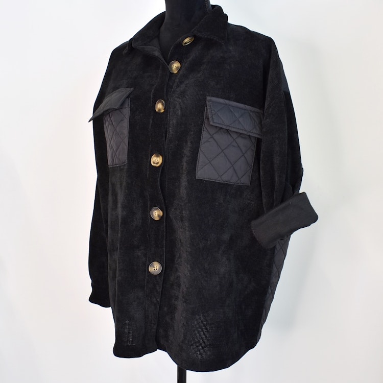 Skjortjacka Quiltad/Velour SVART