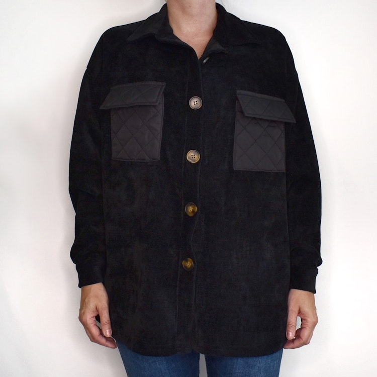 Skjortjacka Quiltad/Velour SVART