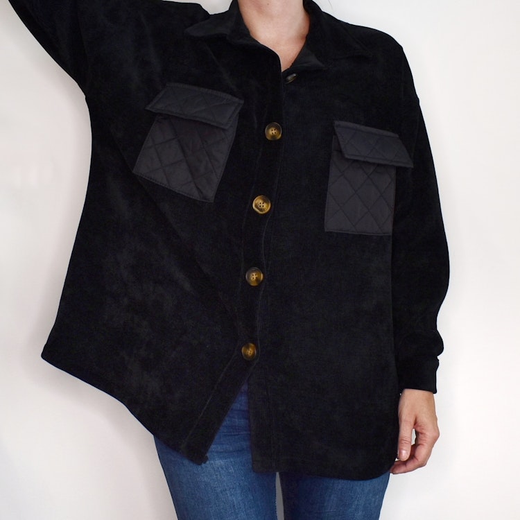 Skjortjacka Quiltad/Velour SVART