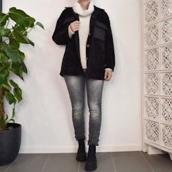 Skjortjacka Quiltad/Velour SVART