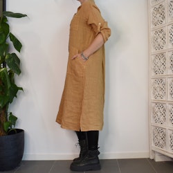 Lång Linneskjorta med fickor CAMEL