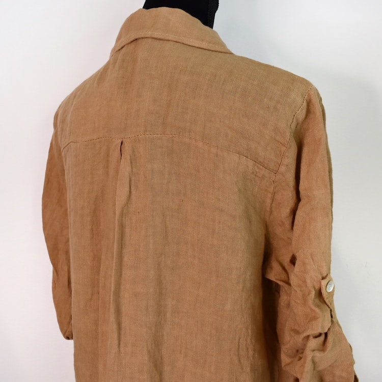 Lång Linneskjorta med fickor CAMEL