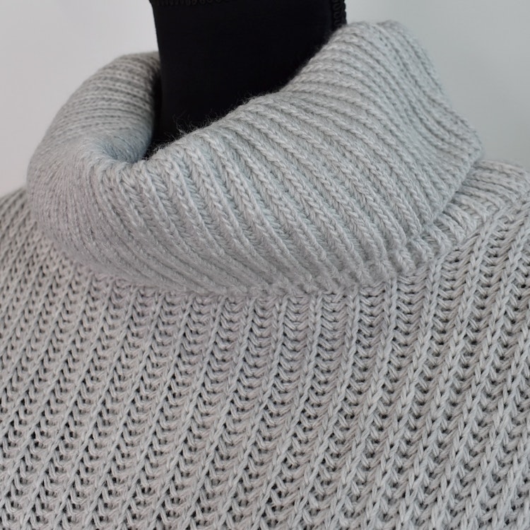 Lång Stickad Polo-tröja LJUSGRÅ