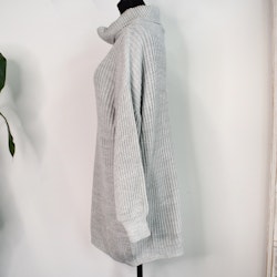 Lång Stickad Polo-tröja LJUSGRÅ