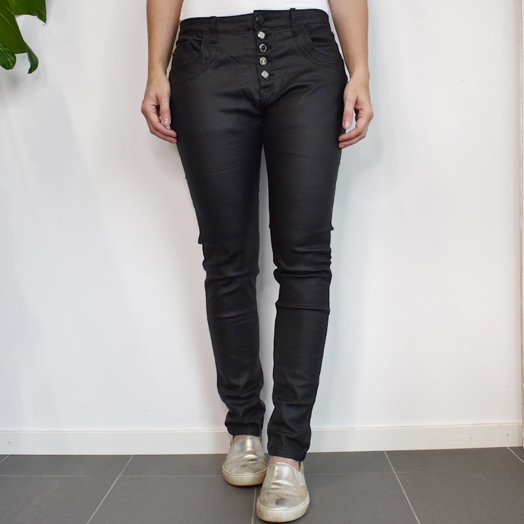 Jeans Vaxade med dekorativa knappar SVART - Place du Jour