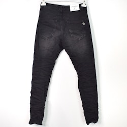 Jeans Jogger med knappar och gylf SLITEN SVART - Newplay