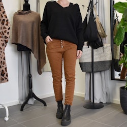 Jeans med knappar ROSTBRUN - Newplay