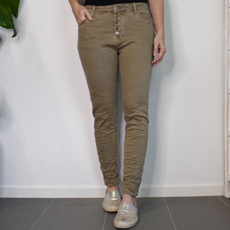 Jeans med knappar TAUPE - Newplay