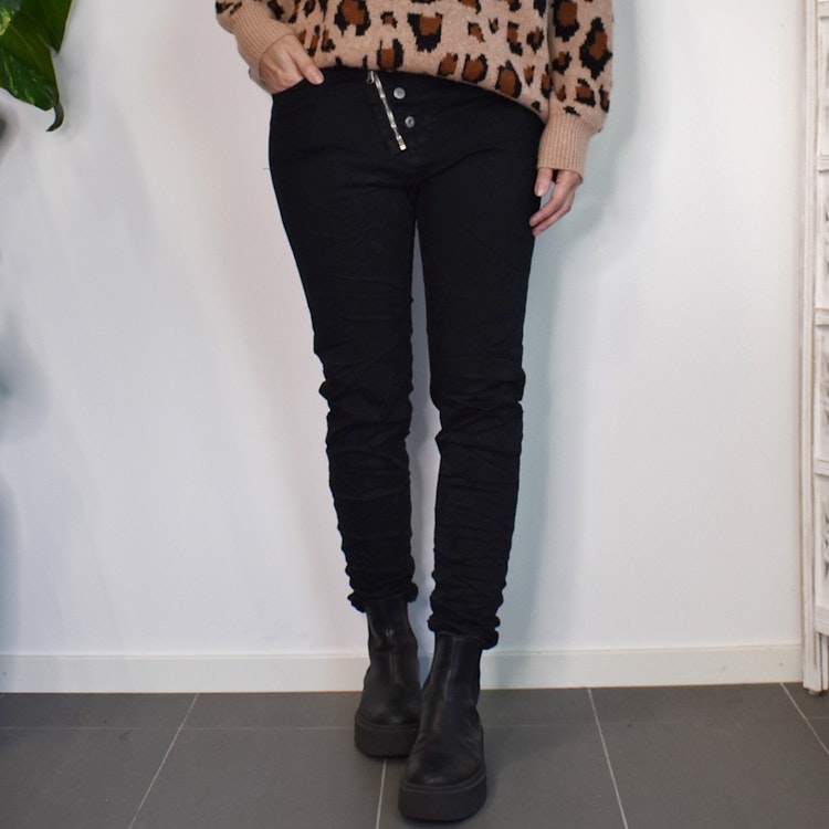Jeans med knappar och gylf SVART - Newplay