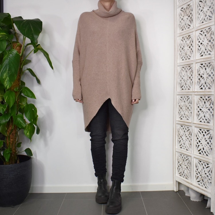 Lång Polotröja Over Size BEIGE FONCE