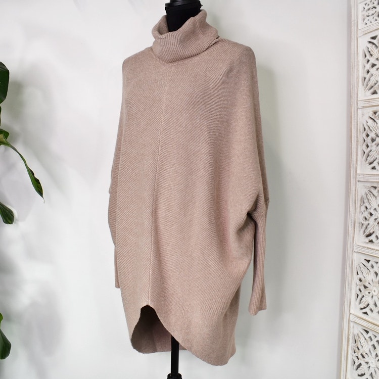 Lång Polotröja Over Size BEIGE FONCE