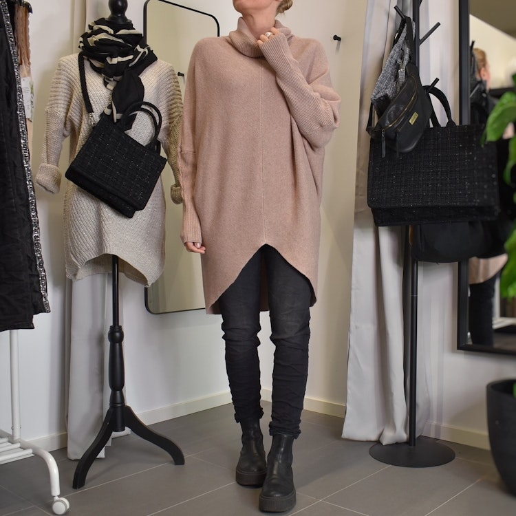 Lång Polotröja Over Size BEIGE FONCE