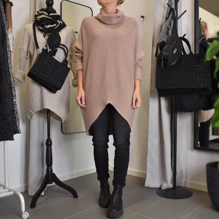 Lång Polotröja Over Size BEIGE FONCE
