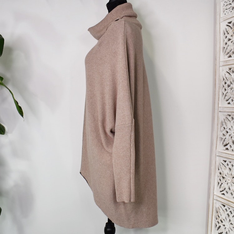 Lång Polotröja Over Size BEIGE FONCE