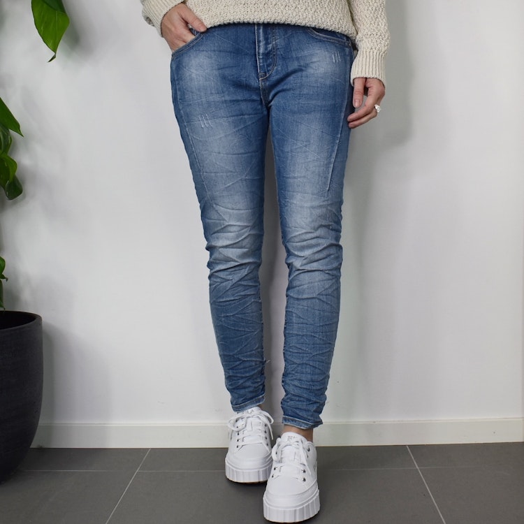 Jeans med gylf BLÅ - Place du Jour