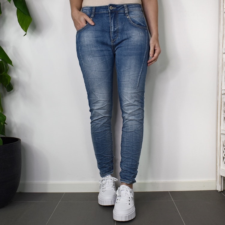 Jeans med gylf BLÅ - Place du Jour