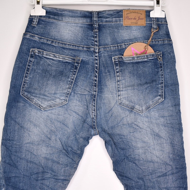 Jeans med gylf BLÅ - Place du Jour
