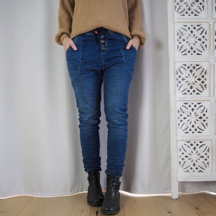 Joggerjeans med resår och knappar - Place du Jour