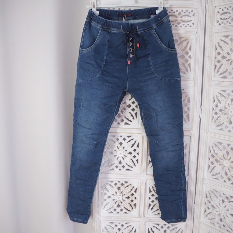 Joggerjeans med resår och knappar - Place du Jour