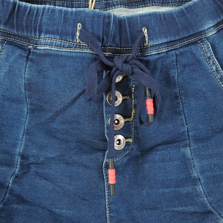 Joggerjeans med resår och knappar - Place du Jour