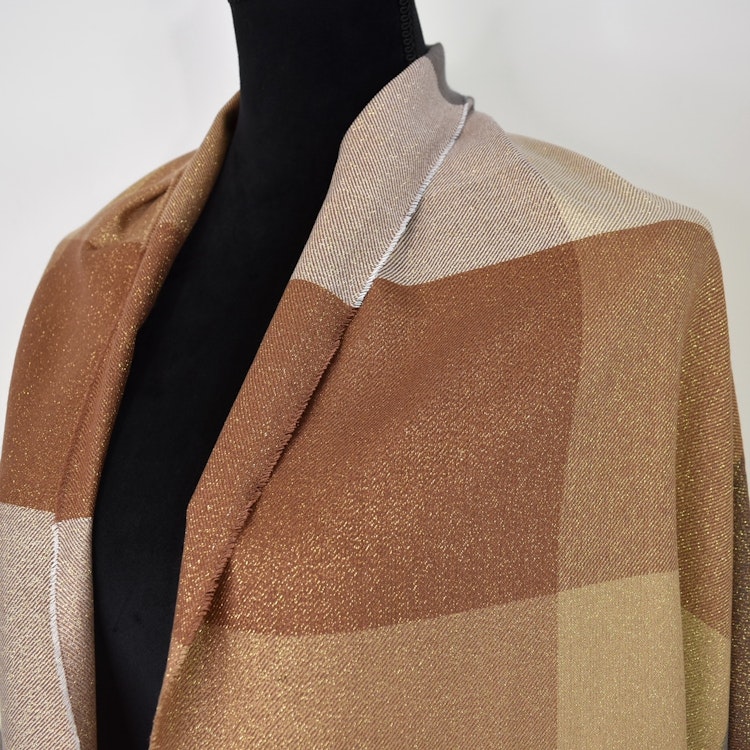Halsduk Rutig Glitter TAUPE
