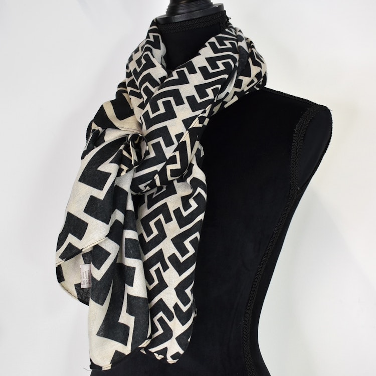 Sjal Geometrisk SVART/BEIGE
