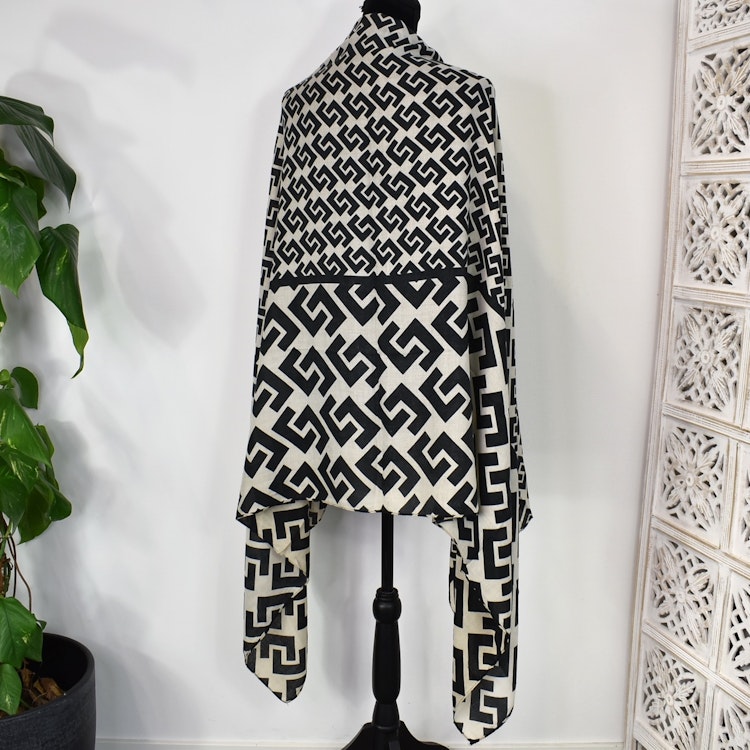 Sjal Geometrisk SVART/BEIGE