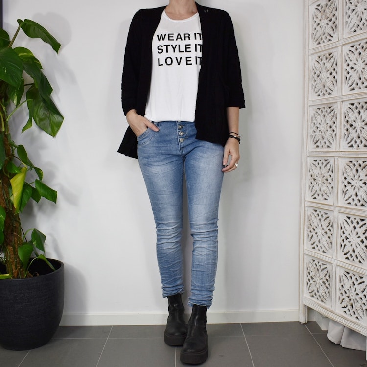 Kort Kabelstickad Cardigan SVART