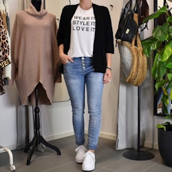 Kort Kabelstickad Cardigan SVART