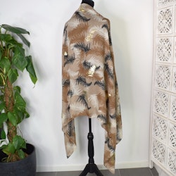 Sjal Blad TAUPE/GULD
