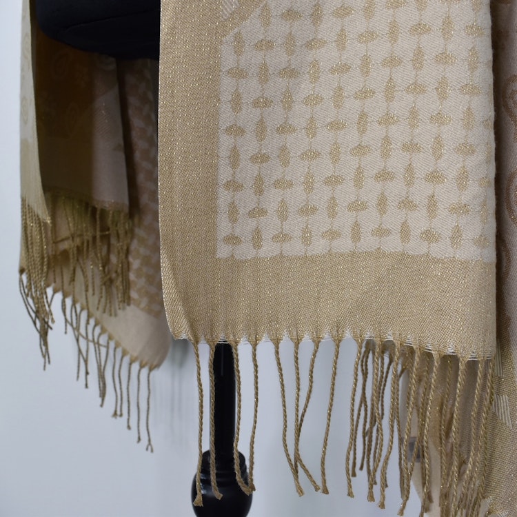 Halsduk med fransar Glitter BEIGE/GULD