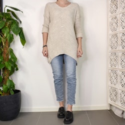 Lång Stickad Tröja Lurex BEIGE