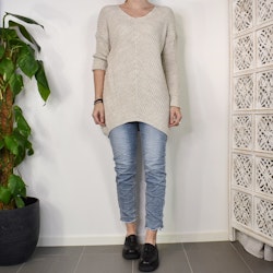 Lång Stickad Tröja Lurex BEIGE