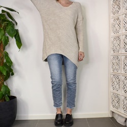 Lång Stickad Tröja Lurex BEIGE