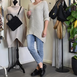 Lång Stickad Tröja Lurex BEIGE