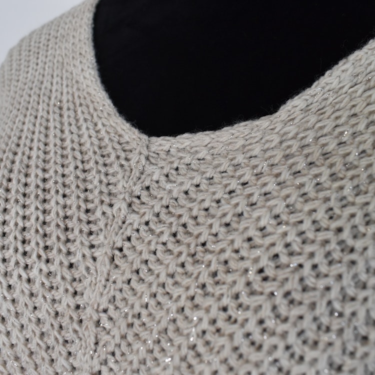 Lång Stickad Tröja Lurex BEIGE