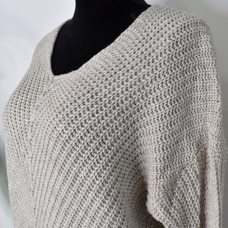 Lång Stickad Tröja Lurex BEIGE