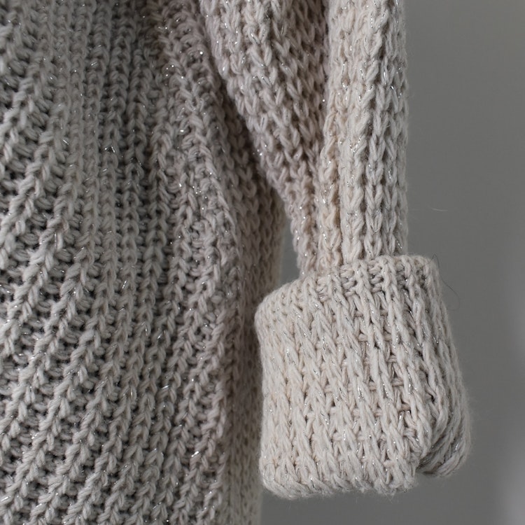 Lång Stickad Tröja Lurex BEIGE