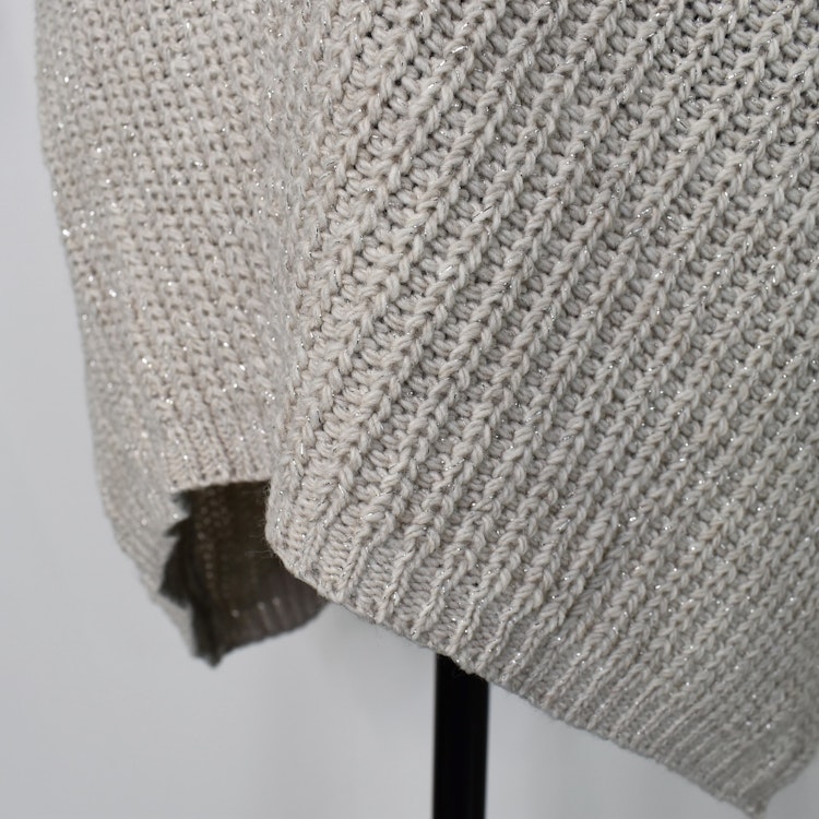 Lång Stickad Tröja Lurex BEIGE