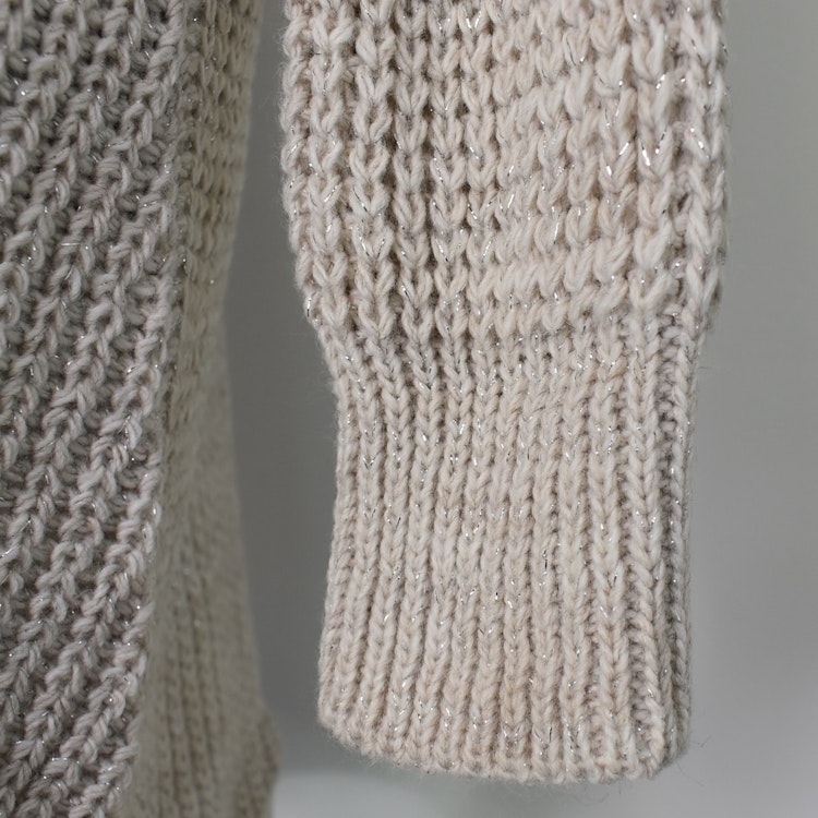 Lång Stickad Tröja Lurex BEIGE