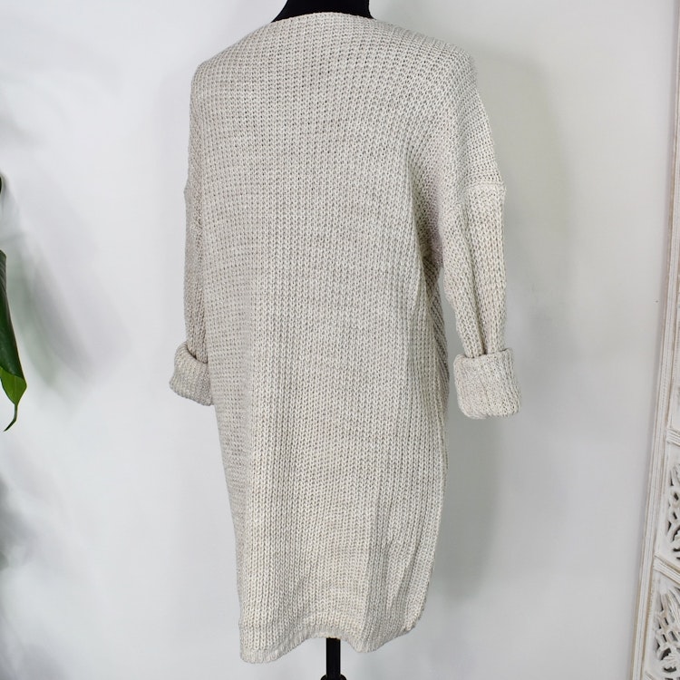Lång Stickad Tröja Lurex BEIGE