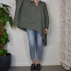 Linnetunika med fickor KAKI