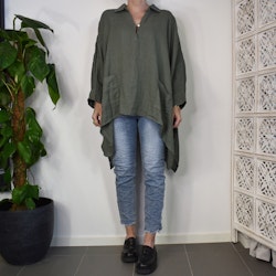 Linnetunika med fickor KAKI