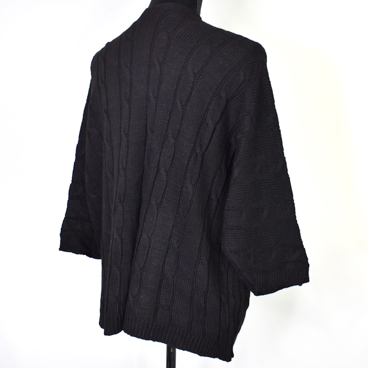 Kort Kabelstickad Cardigan SVART